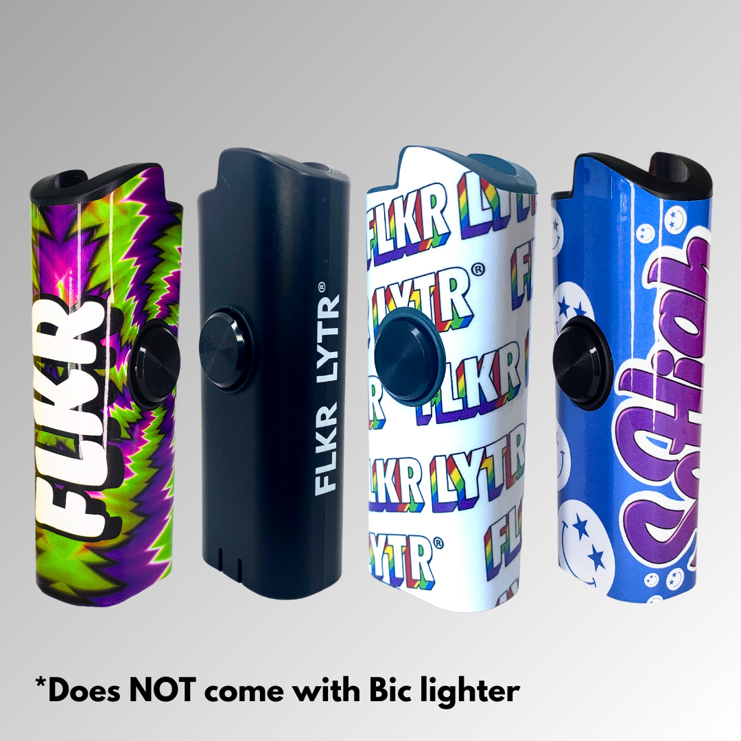 FLKR LYTR® Amazon Prime Fidget Spinner Lighter Case 4 pack for Bic Lighter® Case Rainbow, Trippy, DRK NYTE , So High - $34.99