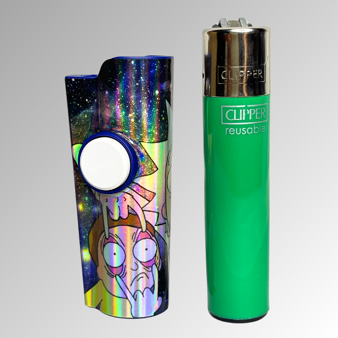 FLKR LYTR® Limited Edition Amazon Prime Must Have Fidget Spinner Lighter Case R&M Holographic Blue for Clipper Lighter® Case - $14.99