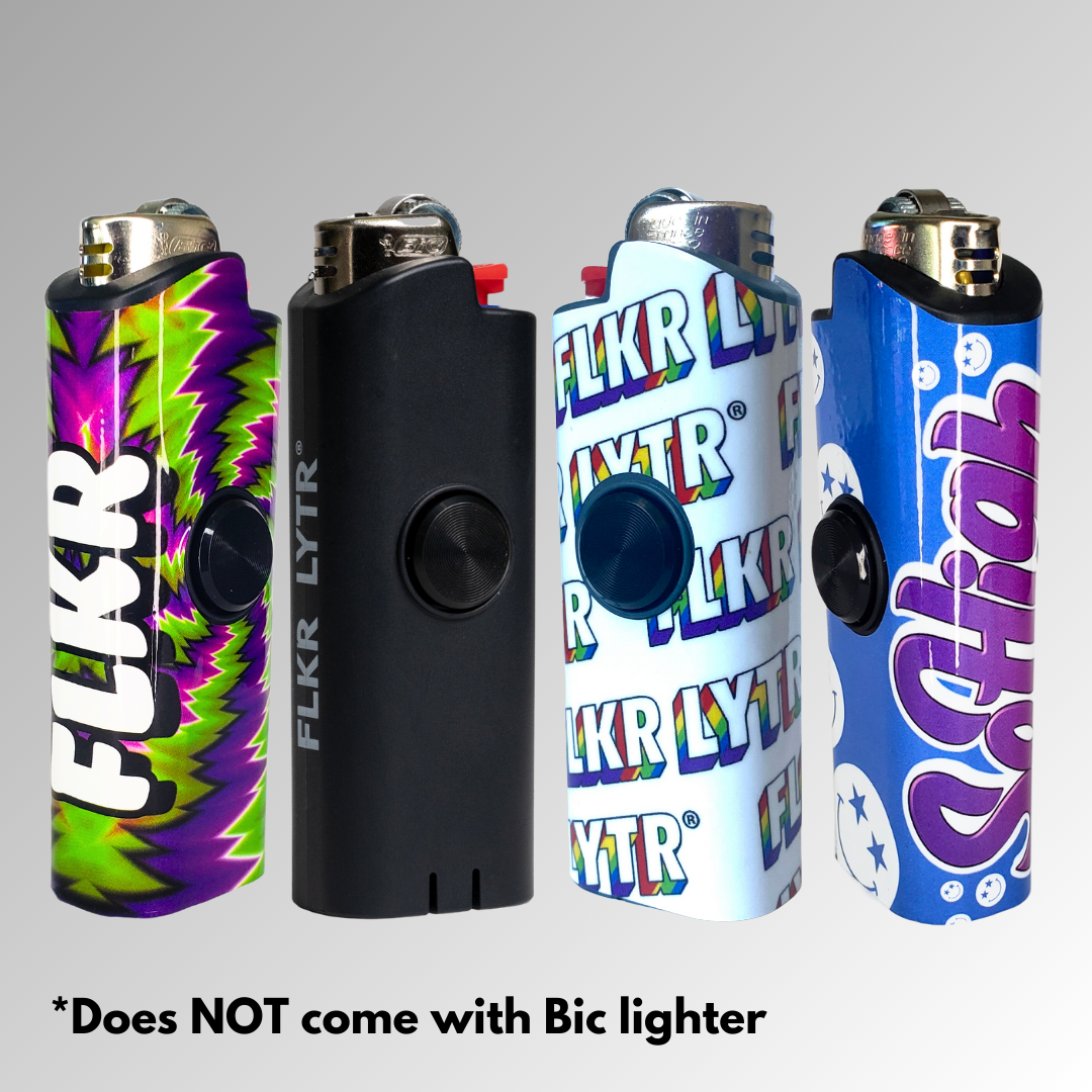 FLKR LYTR® Amazon Prime Fidget Spinner Lighter Case 4 pack for Bic Lighter® Case Rainbow, Trippy, DRK NYTE , So High - $34.99