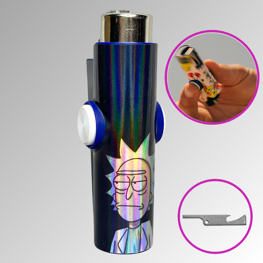 FLKR LYTR® Limited Edition Amazon Must Have Fidget Spinner Lighter Case Rick Holographic Blue for Clipper Lighter® Case - $14.99