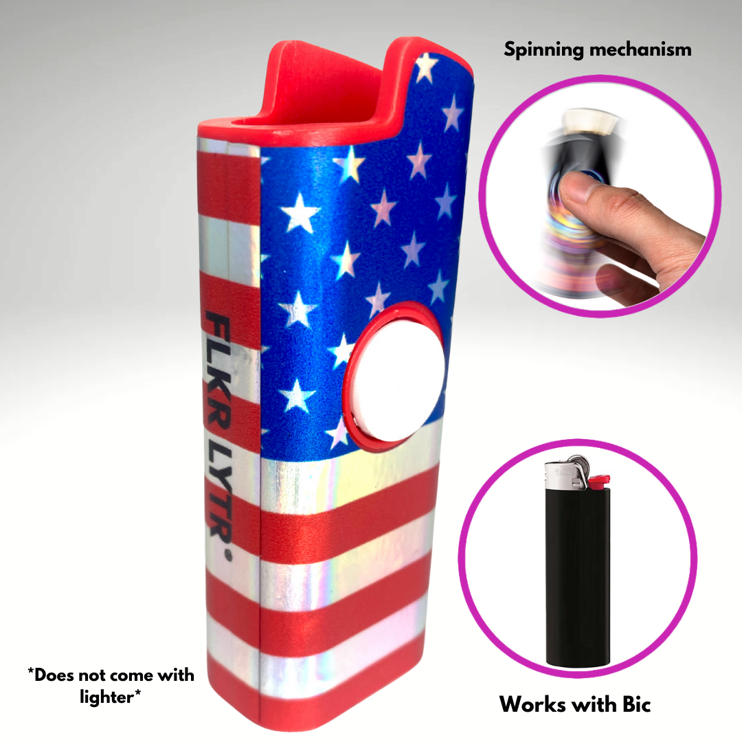 FLKR LYTR® Fidget Spinner Lighter Case "American Flag" for Bic® Spinner Lighter Case | FLKR LYTR - $11.99