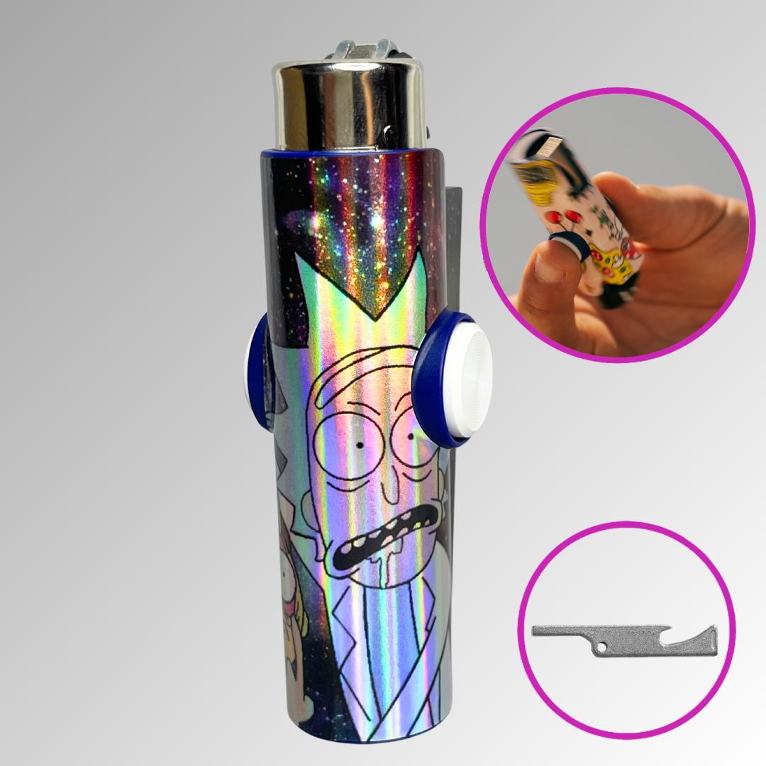 FLKR LYTR® Limited Edition Amazon Prime Must Have Fidget Spinner Lighter Case R&M Holographic Blue for Clipper Lighter® Case - $14.99