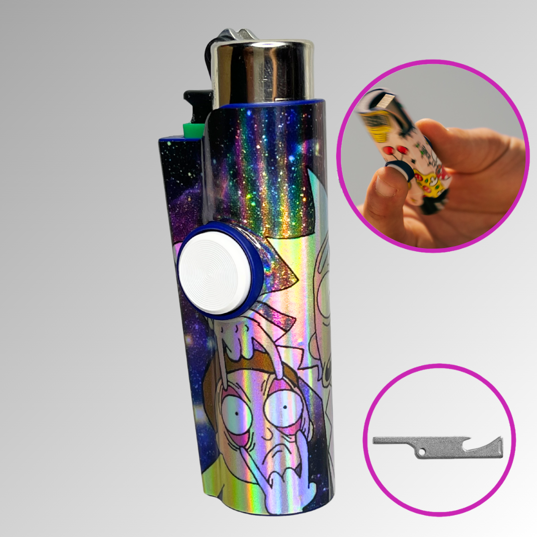 FLKR LYTR® Limited Edition Amazon Prime Must Have Fidget Spinner Lighter Case R&M Holographic Blue for Clipper Lighter® Case - $14.99