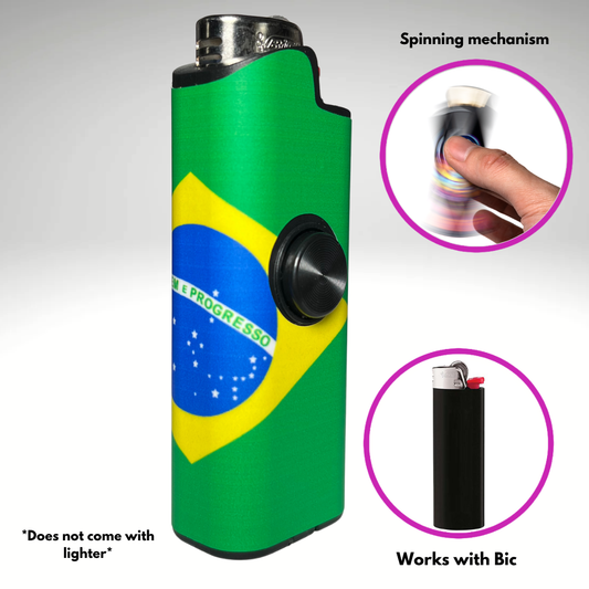 FLKR LYTR® Fidget Spinner Lighter Case "Brazilian Flag" for Bic® Spinner Lighter Case