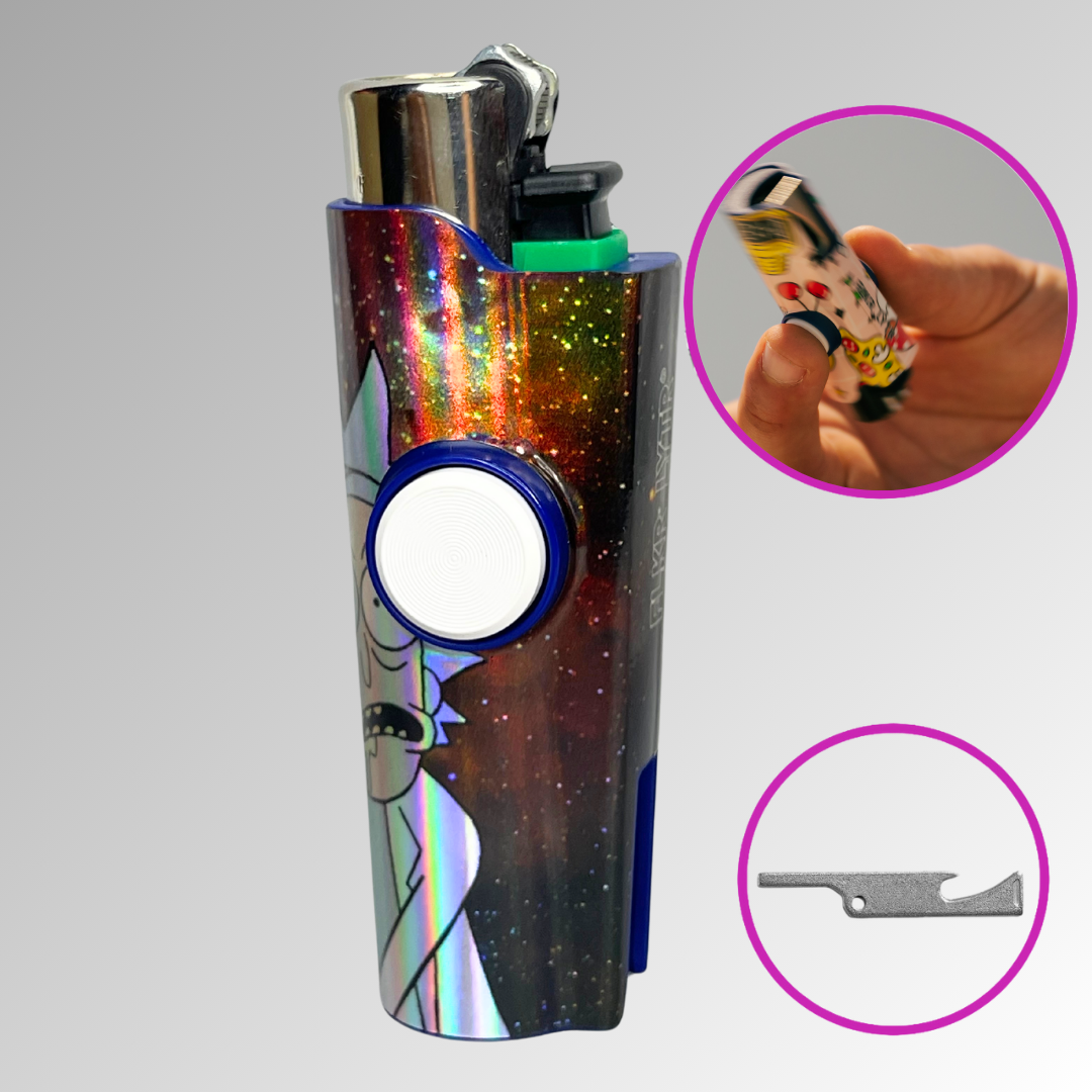 FLKR LYTR® Limited Edition Amazon Prime Must Have Fidget Spinner Lighter Case R&M Holographic Blue for Clipper Lighter® Case - $14.99