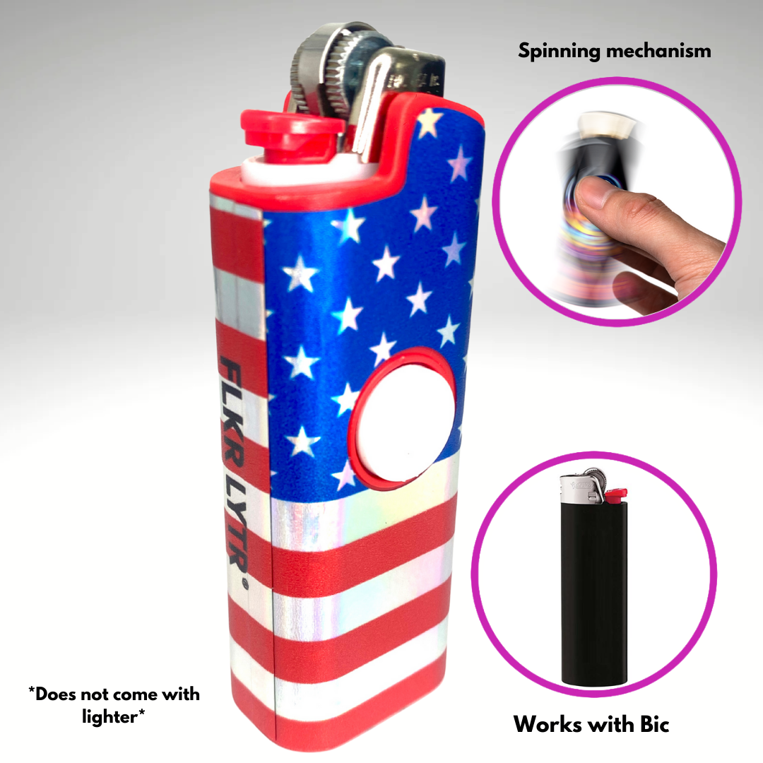 FLKR LYTR® Fidget Spinner Lighter Case "American Flag" for Bic® Spinner Lighter Case | FLKR LYTR - $11.99