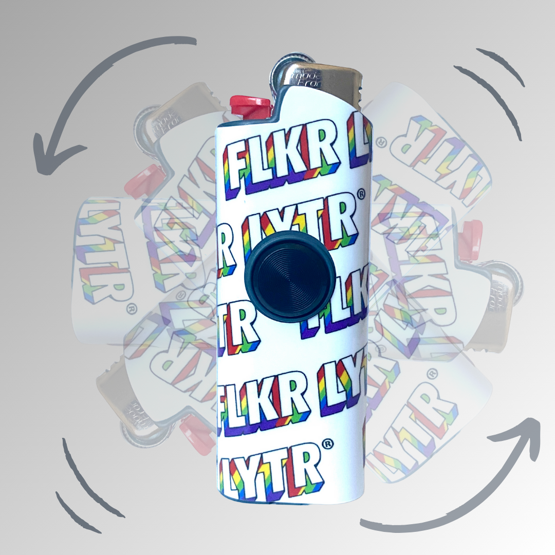 FLKR LYTR® Amazon Prime Fidget Spinner Lighter Case 4 pack for Bic Lighter® Case Rainbow, Trippy, DRK NYTE , So High - $34.99