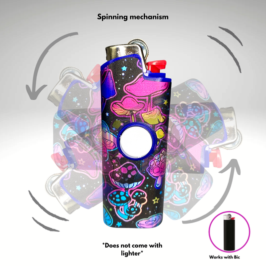 FLKR LYTR® Fidget Spinner Lighter Case "Trippy Mushroom " for Bic® Spinner Lighter Case
