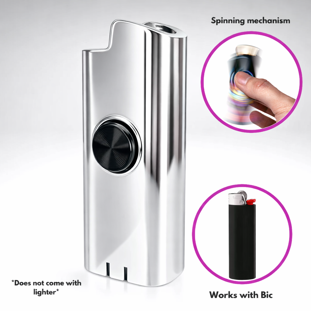 fidget spinner vape disposable FLKR LYTR® Fidget Spinner Lighter Case "The SLVR Surfer" for Bic® Spin