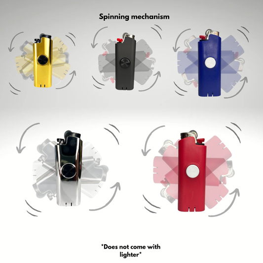 FLKR LYTR® 5PK "Red, Blue, Black, Gold, Silver Pack " Fidget Spinner Lighter Case for Bic® Spinner Lighter Case | FLKR LYTR