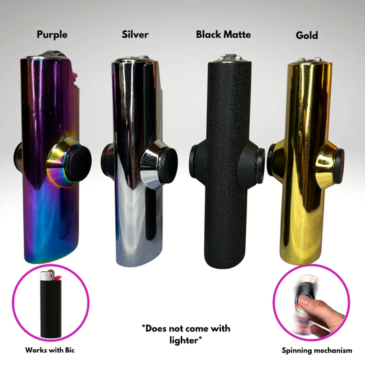 FLKR LYTR® 4PK "Black, Gold, Silver, Purple Chromium Pack " Fidget Spinner Lighter Case for Bic® Spinner Lighter Case | FLKR LYTR