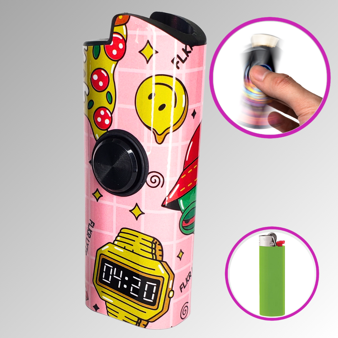FLKR LYTR® Fidget Spinner Lighter Case "Hi Alien" for Bic® Lighter Case - Smoking Accessorie