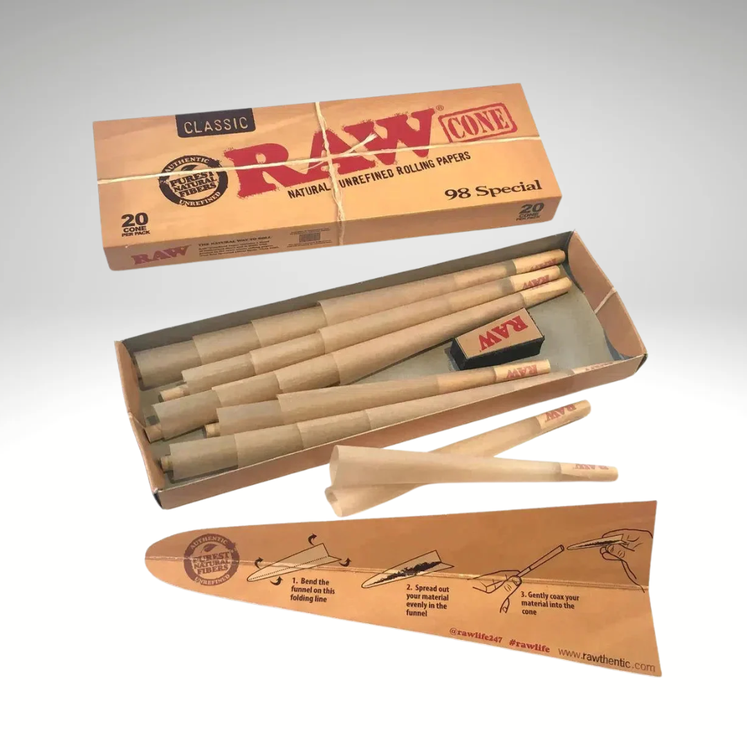 Raw Natural Unrefined Rolling Papers: 20 Cone Pack