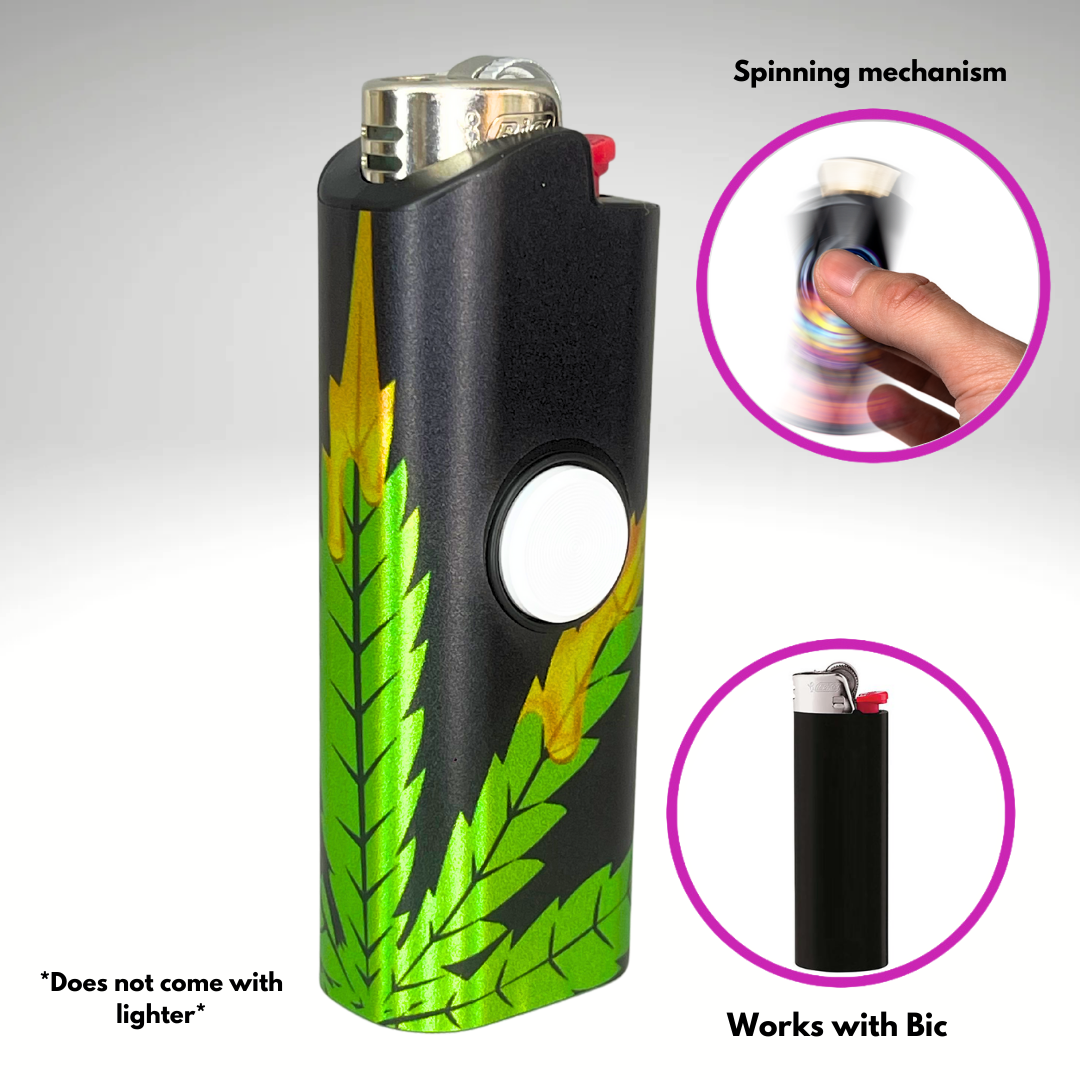 FLKR LYTR Fidget Spinner Lighter Case Green Drip for Bic Lighter Case FLKR LYTR Fidget Spinner Lighter Case Green Drip for Bic Lighter Case