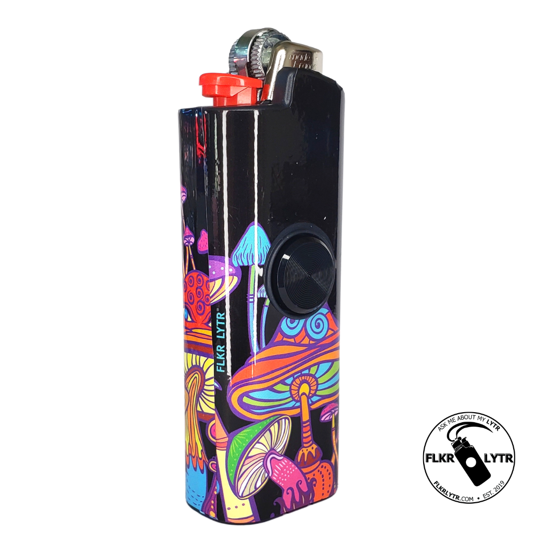 FLKR LYTR® Fidget Spinner Lighter Case "Big Mushroom Garden" for Bic® Lighter Case - $11.99