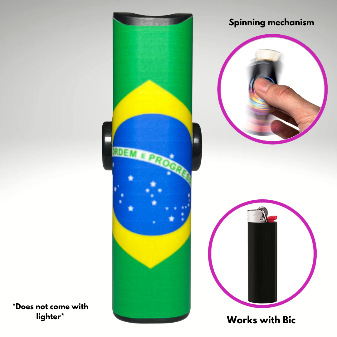 FLKR LYTR® Fidget Spinner Lighter Case "Brazilian Flag" for Bic® Spinner Lighter Case