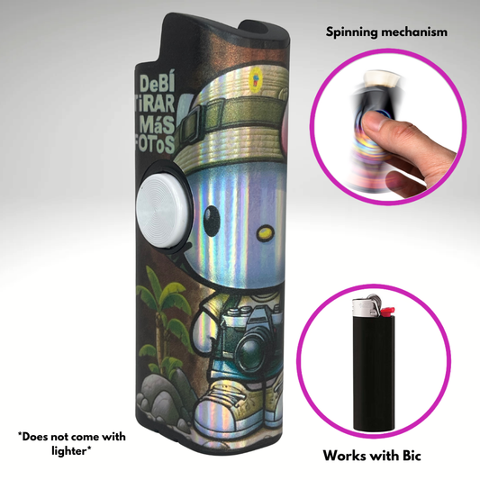 FLKR LYTR® Fidget Spinner Lighter Case "Hello Adventure Kitty " for Bic® Spinner Lighter Case | FLKR LYTR - $11.99