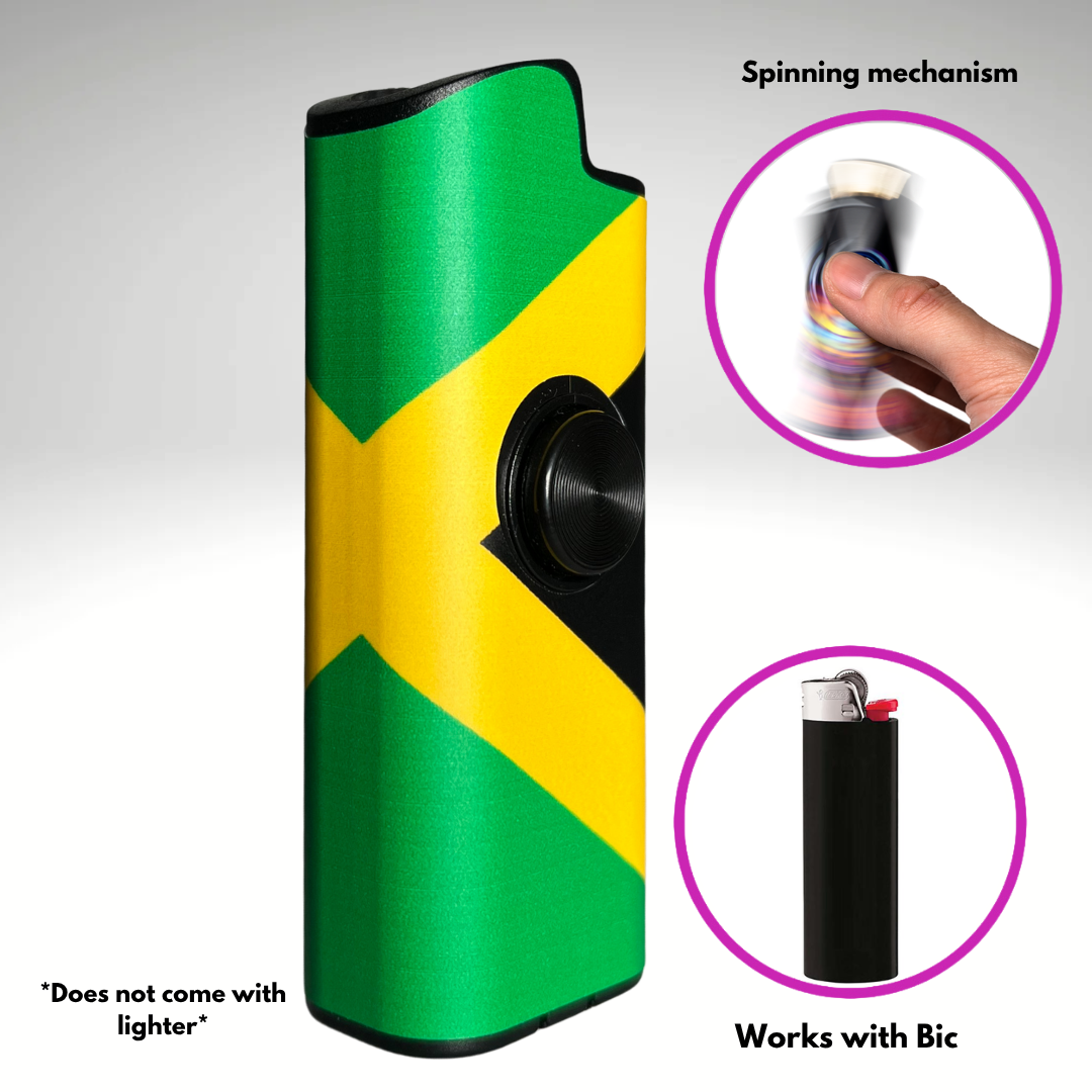 FLKR LYTR® Fidget Spinner Lighter Case "Jamaican Flag" for Bic® Spinner Lighter Case