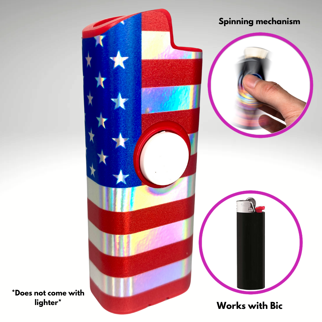 FLKR LYTR® Fidget Spinner Lighter Case "American Flag" for Bic® Spinner Lighter Case | FLKR LYTR - $11.99