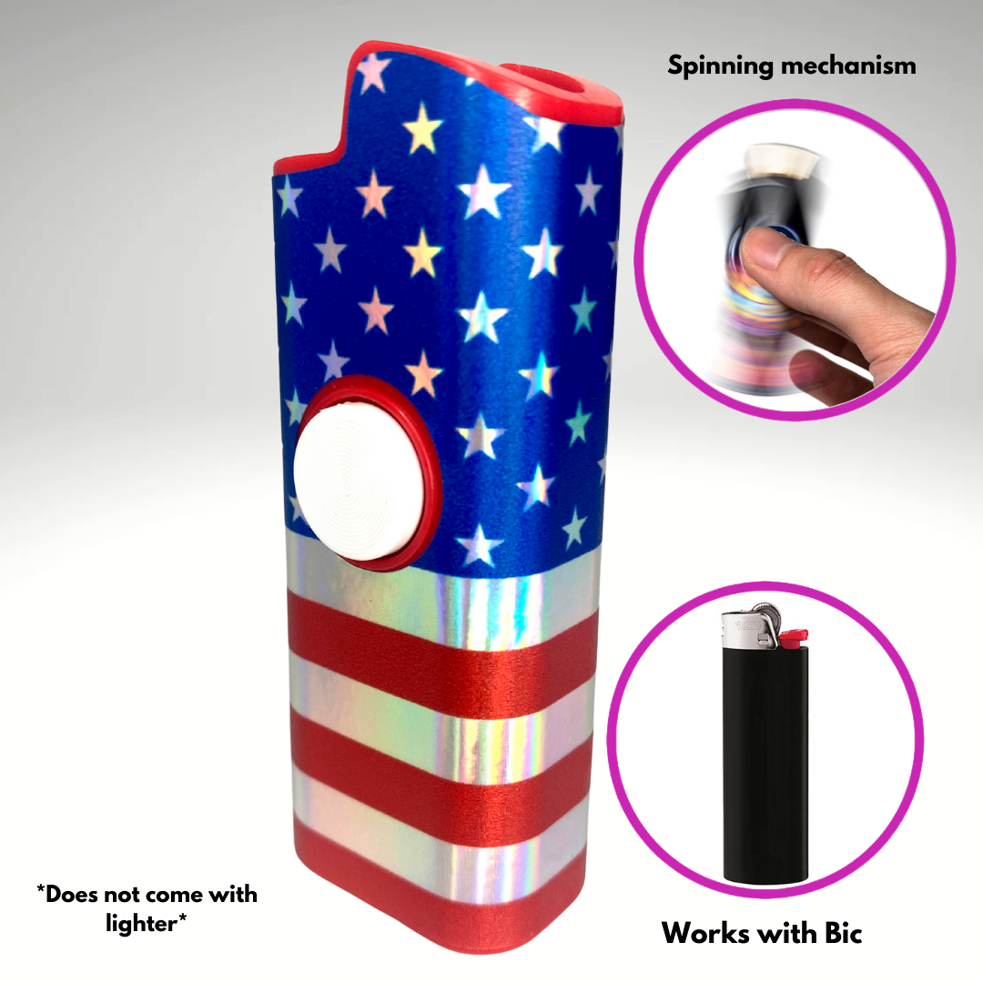 FLKR LYTR® Fidget Spinner Lighter Case "American Flag" for Bic® Spinner Lighter Case | FLKR LYTR - $11.99