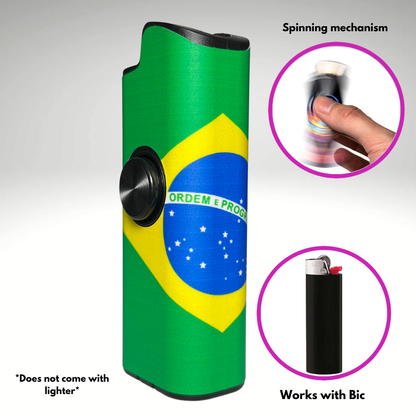 FLKR LYTR® Fidget Spinner Lighter Case "Brazilian Flag" for Bic® Spinner Lighter Case