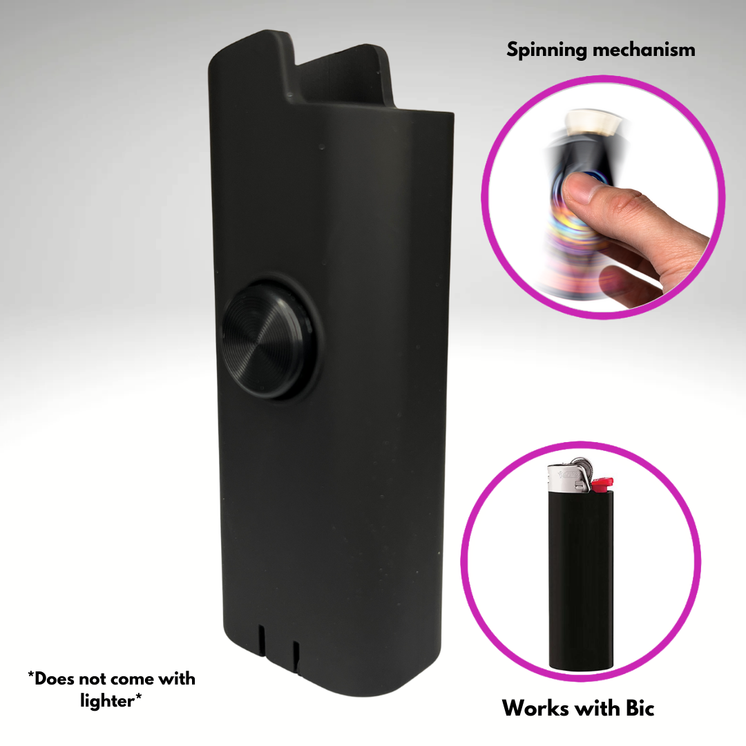 FLKR LYTR® Amazon Prime Fidget Spinner Lighter Case Amazon Must Have "BLK MATTE" for Bic® Spinner Lighter Case