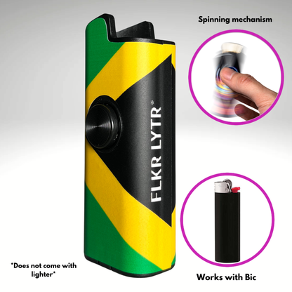 FLKR LYTR® Fidget Spinner Lighter Case "Jamaican Flag" for Bic® Spinner Lighter Case