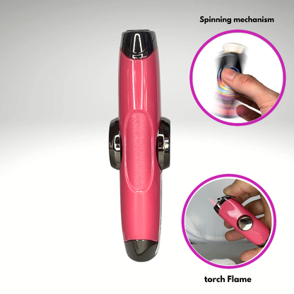 FLKR LYTR: Pink Fidget Torch Lighter with Vibrant Finish, Spinning Mechanism, Windproof Jet Flame & Ideal for Candles and Outdoor Adventures - Accessory