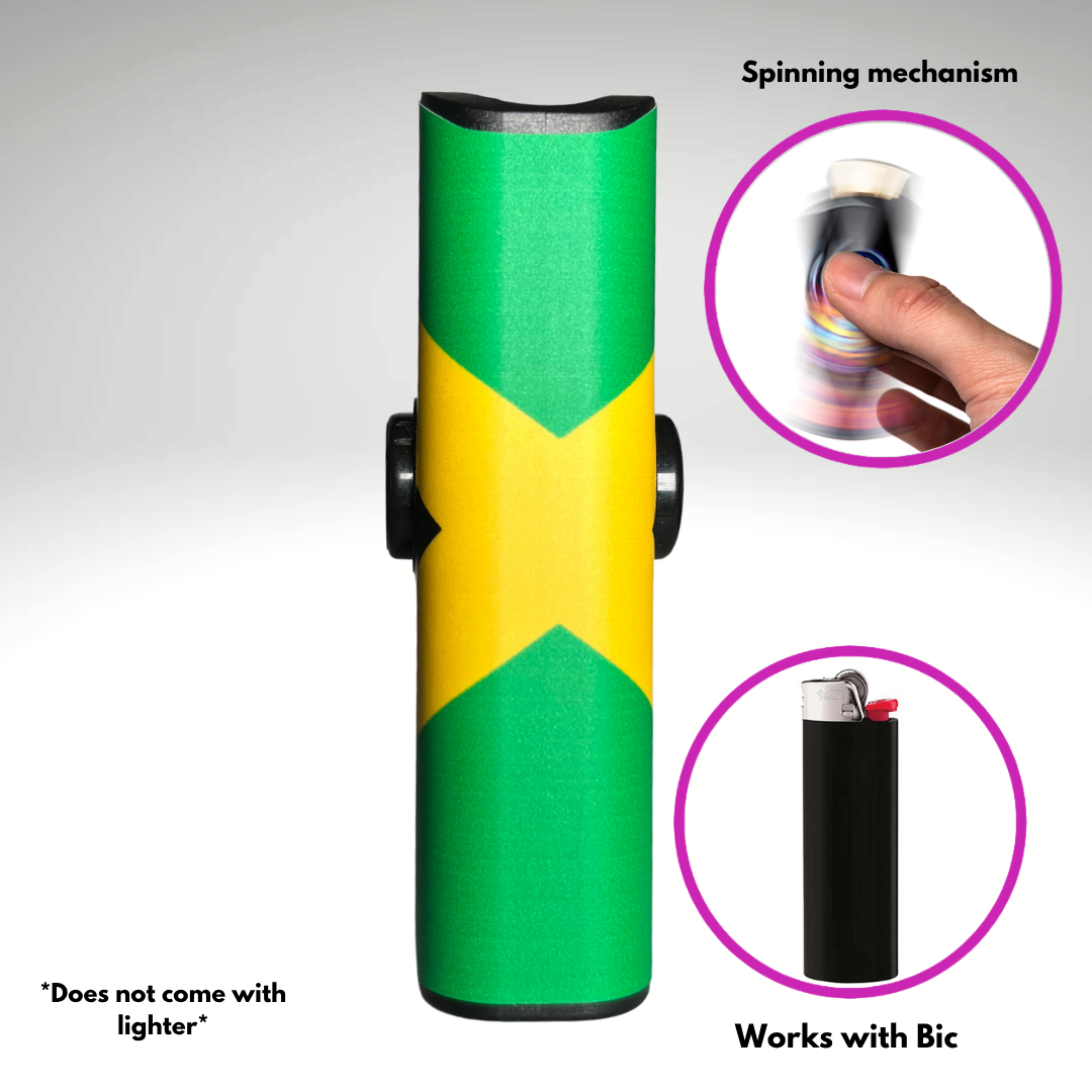 FLKR LYTR® Fidget Spinner Lighter Case "Jamaican Flag" for Bic® Spinner Lighter Case