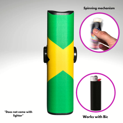 FLKR LYTR® Fidget Spinner Lighter Case "Jamaican Flag" for Bic® Spinner Lighter Case