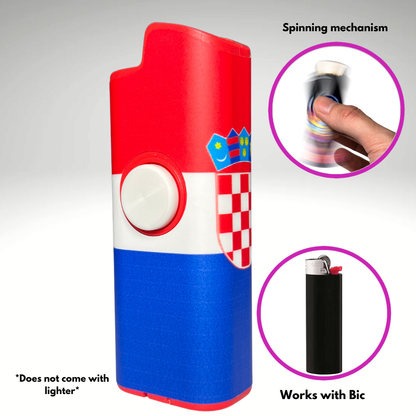FLKR LYTR® Fidget Spinner Lighter Case "Croatian Flag" for Bic® Spinner Lighter Case