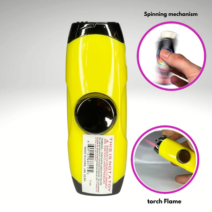 FLKR LYTR: Yellow Fidget Torch Lighter with Vibrant Finish, Spinning Mechanism, Windproof Jet Flame & Ideal for Candles and Outdoor Adventures - Accessory