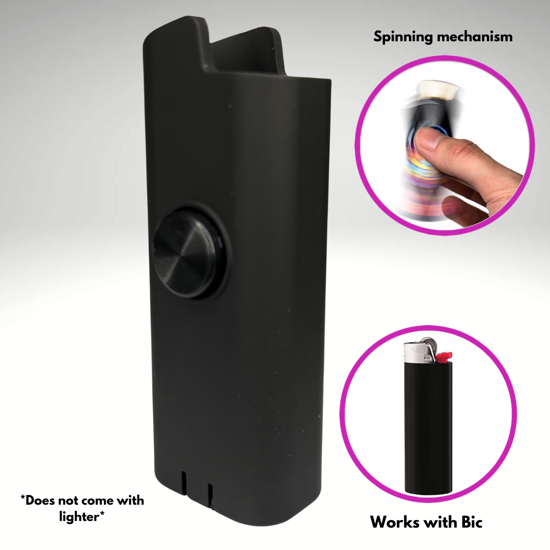 FLKR LYTR® Amazon Prime Fidget Spinner Lighter Case Amazon Must Have "BLK MATTE" for Bic® Spinner Lighter Case