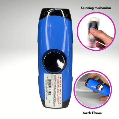 FLKR LYTR: Blue Fidget Torch Lighter with Vibrant Finish, Spinning Mechanism, Windproof Jet Flame & Ideal for Candles and Outdoor Adventures - Accessory
