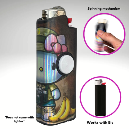 FLKR LYTR® Fidget Spinner Lighter Case "Hello Adventure Kitty " for Bic® Spinner Lighter Case | FLKR LYTR - $11.99
