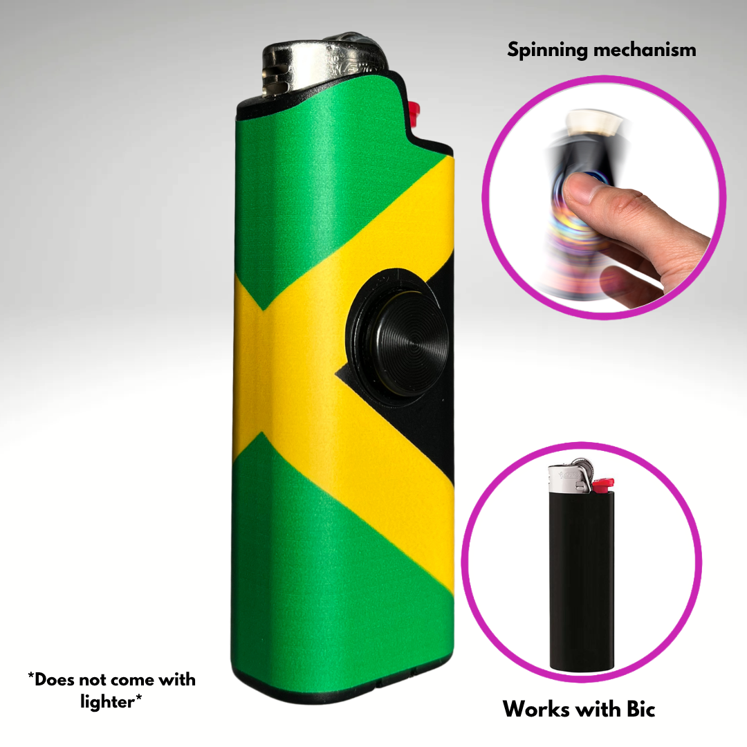FLKR LYTR® Fidget Spinner Lighter Case "Jamaican Flag" for Bic® Spinner Lighter Case