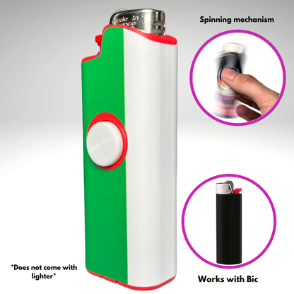 FLKR LYTR® Fidget Spinner Lighter Case "Italian Flag" for Bic® Spinner Lighter Case