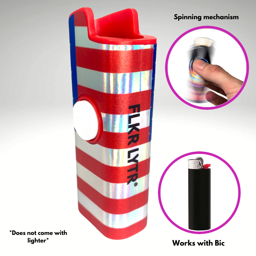 FLKR LYTR® Fidget Spinner Lighter Case "American Flag" for Bic® Spinner Lighter Case | FLKR LYTR - $11.99