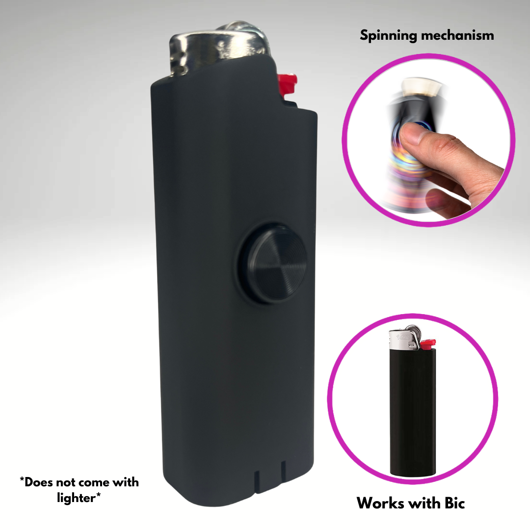 FLKR LYTR® Amazon Prime Fidget Spinner Lighter Case Amazon Must Have "BLK MATTE" for Bic® Spinner Lighter Case