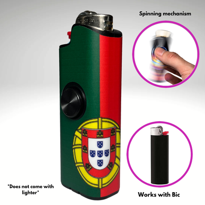FLKR LYTR® Fidget Spinner Lighter Case "Portugal Flag" for Bic® Spinner Lighter Case