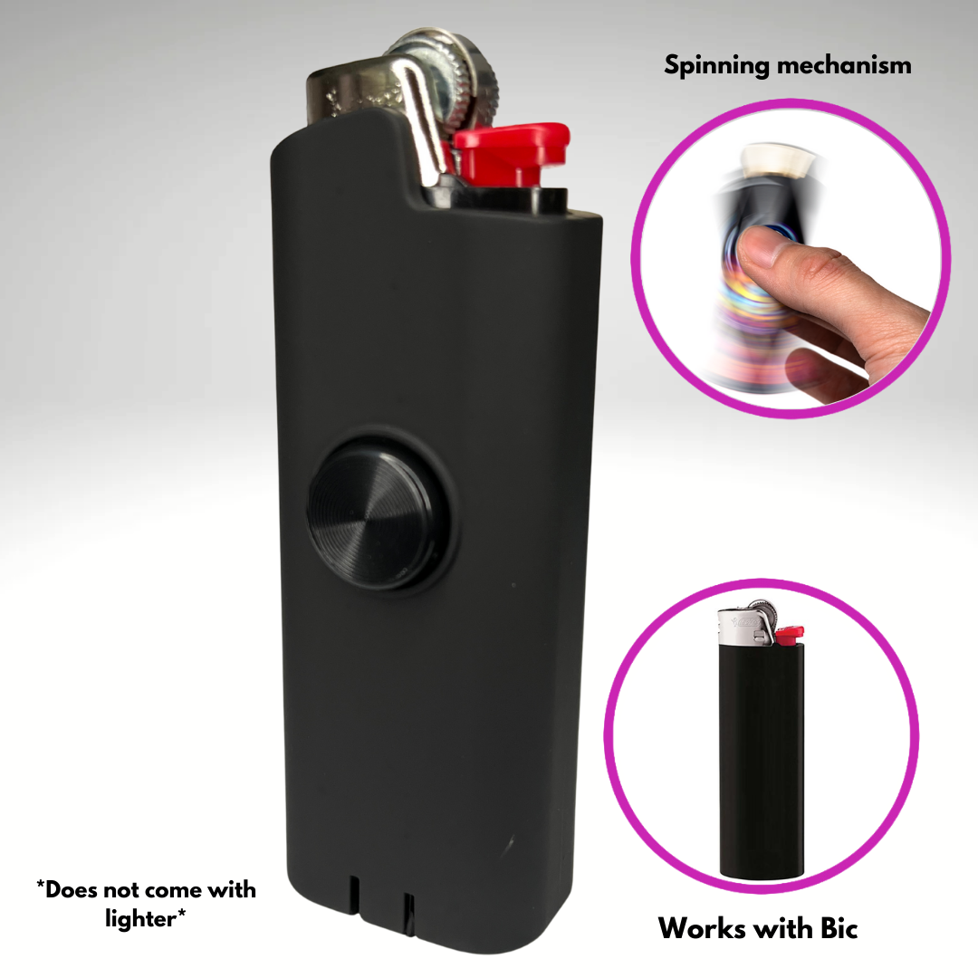 FLKR LYTR® Amazon Prime Fidget Spinner Lighter Case Amazon Must Have "BLK MATTE" for Bic® Spinner Lighter Case