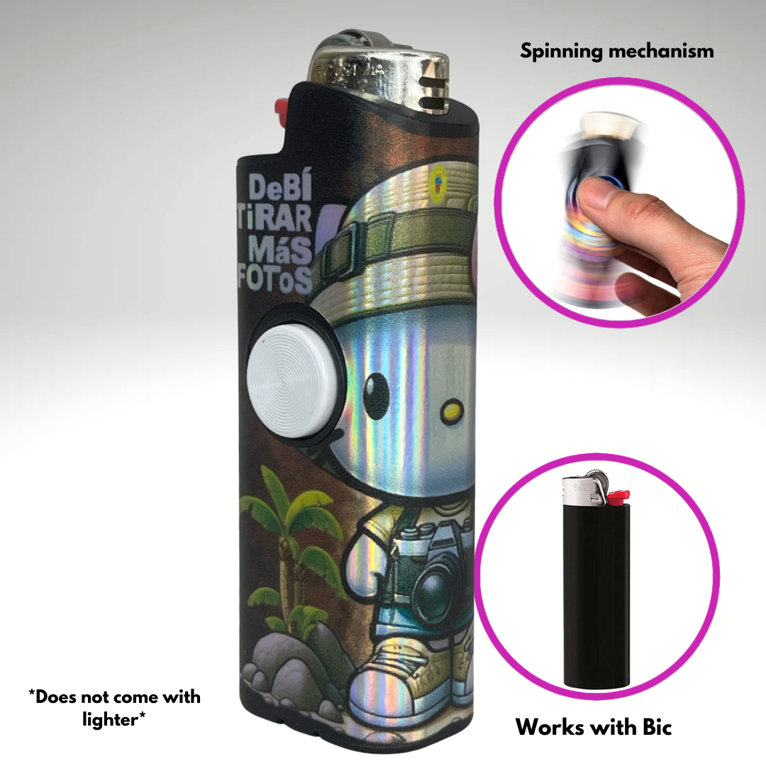 FLKR LYTR® Fidget Spinner Lighter Case "Hello Adventure Kitty " for Bic® Spinner Lighter Case | FLKR LYTR - $11.99