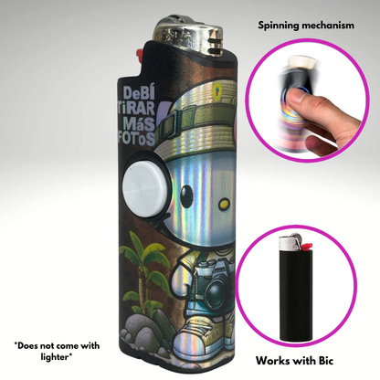 FLKR LYTR® Fidget Spinner Lighter Case "Hello Adventure Kitty " for Bic® Spinner Lighter Case | FLKR LYTR - $11.99