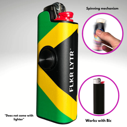 FLKR LYTR® Fidget Spinner Lighter Case "Jamaican Flag" for Bic® Spinner Lighter Case