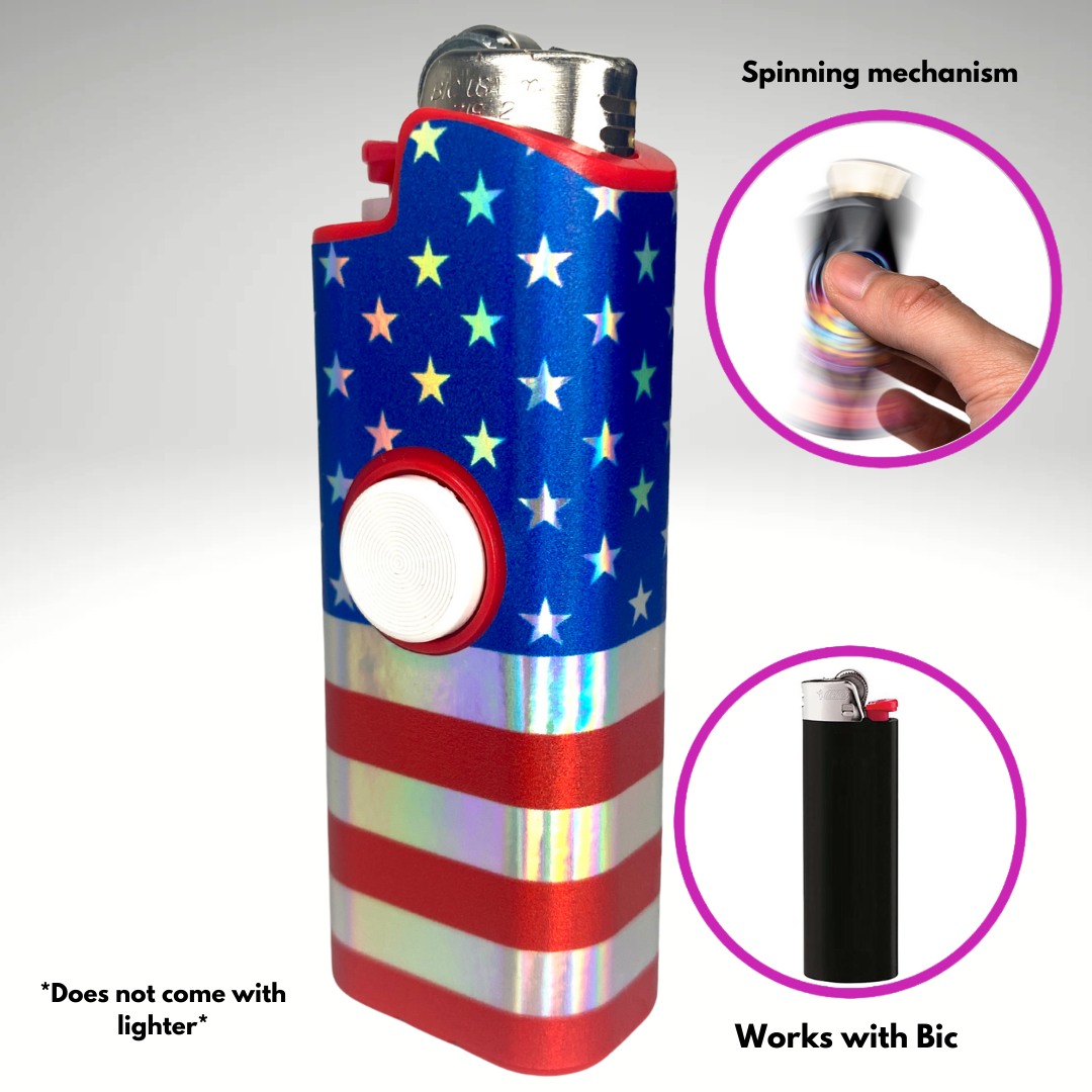 FLKR LYTR® Fidget Spinner Lighter Case "American Flag" for Bic® Spinner Lighter Case | FLKR LYTR - $11.99