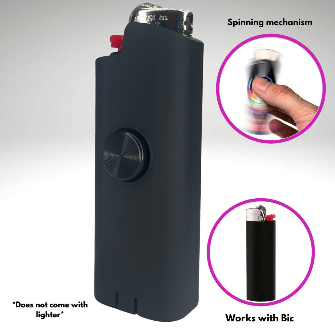 FLKR LYTR® Amazon Prime Fidget Spinner Lighter Case Amazon Must Have "BLK MATTE" for Bic® Spinner Lighter Case