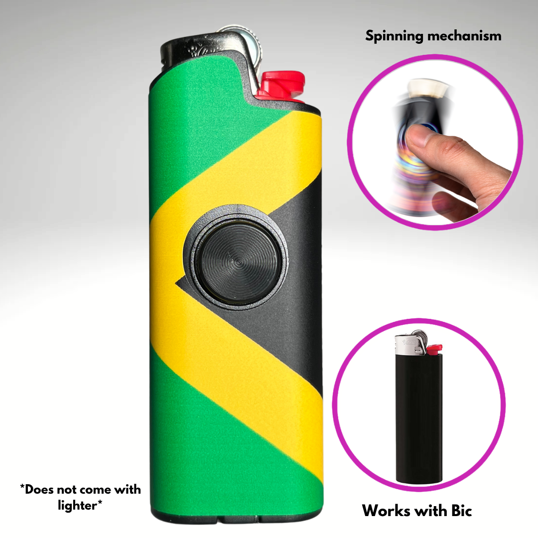 FLKR LYTR® Fidget Spinner Lighter Case "Jamaican Flag" for Bic® Spinner Lighter Case