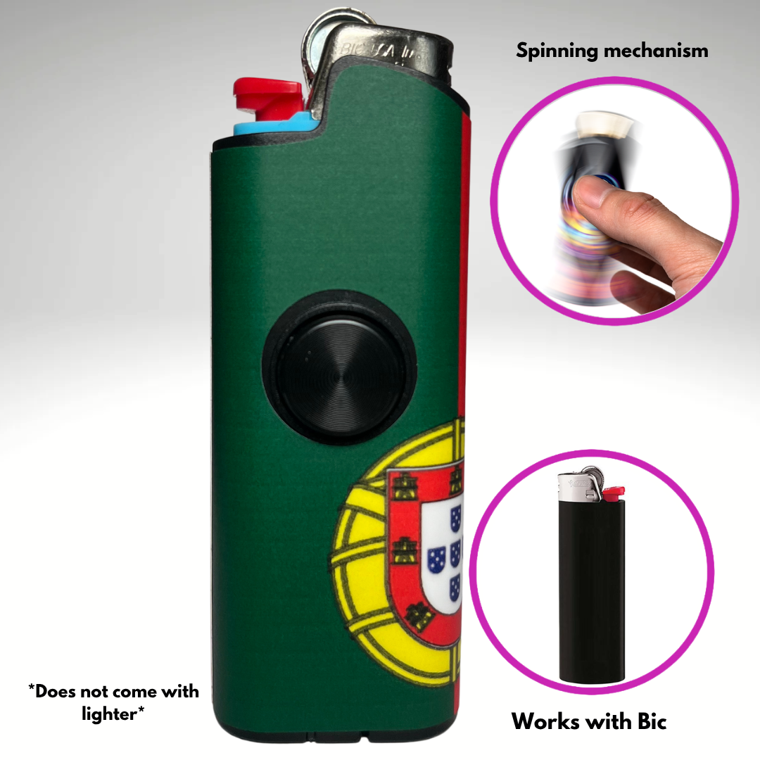 FLKR LYTR® Fidget Spinner Lighter Case "Portugal Flag" for Bic® Spinner Lighter Case