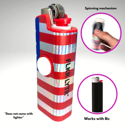 FLKR LYTR® Fidget Spinner Lighter Case "American Flag" for Bic® Spinner Lighter Case | FLKR LYTR - $11.99