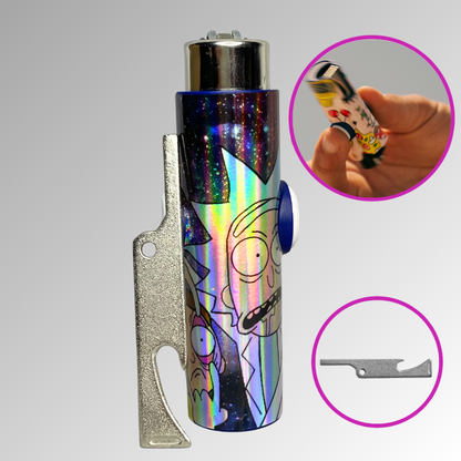 FLKR LYTR® Amazon Primer Amazon Must Have Fidget Spinner Lighter Case R&M Holographic Blue for Clipper Lighter® Case - $11.99